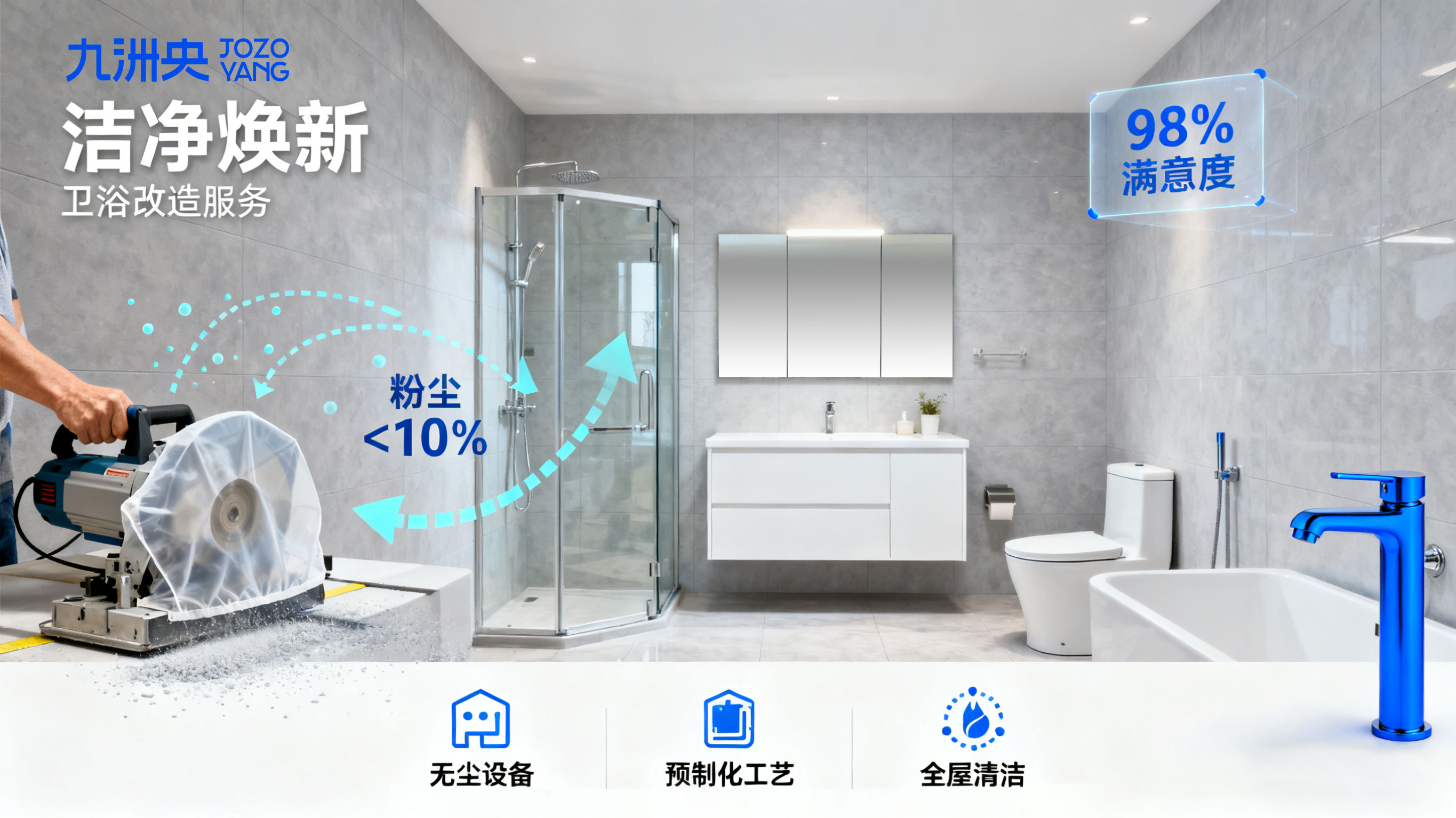 九洲央升级旧卫焕新服务 施工粉尘量减少 90%